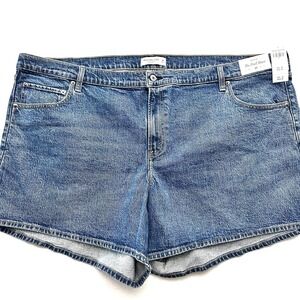 Abercrombie Fitch Sz 37 / 24 XXXL High Rise Dad Shorts 5" Blue Denim NWT